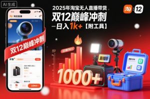 2025年淘宝无人直播带货，冲刺双12，日入1k+【附工具】【揭秘】-庄子聊项目