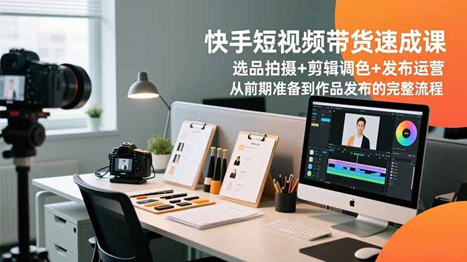 快手短视频带货速成课，选品拍摄+剪辑调色+发布运营，从前期准备到作品发布的完整流程-庄子聊项目