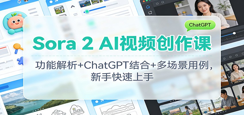 Sora 2 AI视频创作课：功能解析+ChatGPT结合+多场景用例，新手快速上手-庄子聊项目