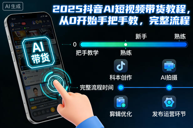 2025抖音AI短视频带货教程，从0开始手把手教，完整流程-庄子聊项目