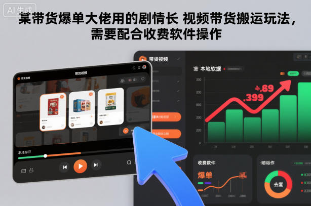 某带货爆单大佬用的剧情长视频带货搬运玩法，需要配合收费软件操作-庄子聊项目