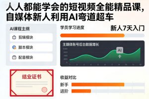 人人都能学会的短视频全能精品课，自媒体新人利用AI弯道超车-庄子聊项目