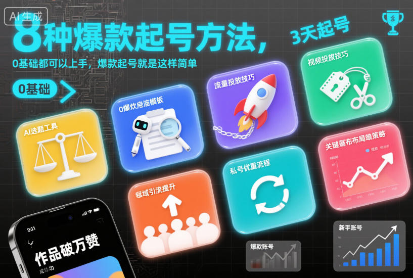 8种爆款起号方法，0基础都可以上手，爆款起号就是这样简单-庄子聊项目