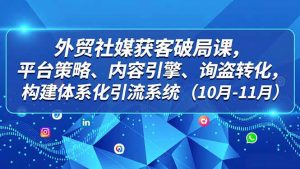 外贸 社媒获客破局课，平台策略、内容引擎、询盘转化，构建体系化引流系统(10月-11月-庄子聊项目