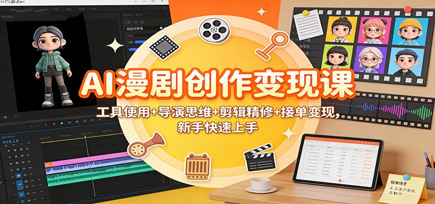 AI漫剧创作变现课：工具使用+导演思维+剪辑精修+接单变现，新手快速上手-庄子聊项目