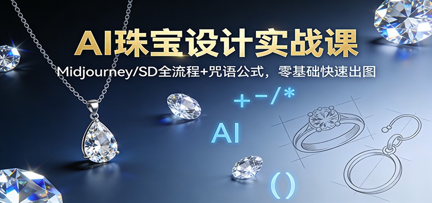AI珠宝设计实战课：Midjourney/SD全流程+咒语公式，零基础快速出图-庄子聊项目