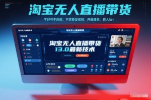 淘宝无人直播带货13.0最新技术，不封号不违规，不需要发视频，开播爆单，日入1k+【揭秘】-庄子聊项目
