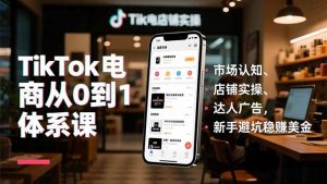 TikTok电商从0到1体系课，市场认知、店铺实操、达人广告，新手避坑稳赚美金-庄子聊项目