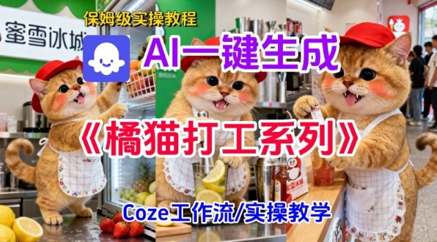 Coze扣子工作流一键生成胖橘猫打工短视频，保姆级实操搭建教学-庄子聊项目