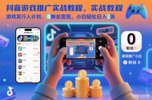 抖音游戏推广实战教程，游戏发行人计划，0粉丝变现，小白轻松日入3张-庄子聊项目