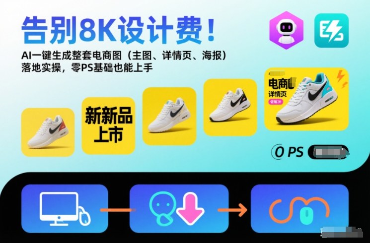 告别8K设计费！AI一键生成整套电商图(主图、详情页、海报)落地实操，零PS基础也能上手-庄子聊项目