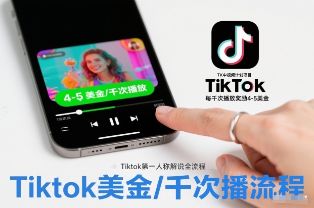 TK中视频计划项目，Tiktok第一人称解说流程，每干次播放奖励4-5美金-庄子聊项目