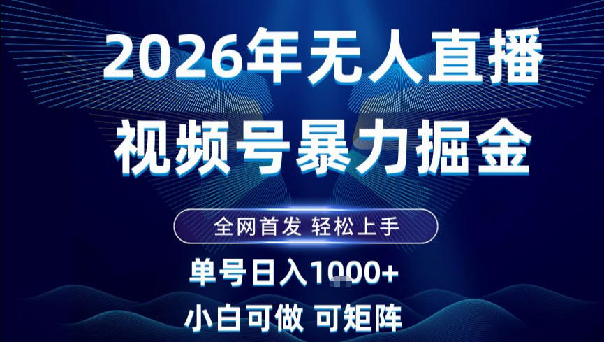 2026最新视频号无人直播掘金，全网首发，小白可以玩，长期稳定日入1k+【揭秘】-庄子聊项目