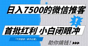 日入7500的微信推客，首批红利，自用省钱、分享赚钱，0门槛小白闭眼冲！-庄子聊项目