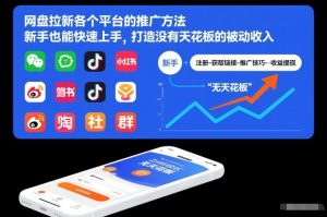 网盘拉新各个平台的推广方法，新手也能快速上手，打造没有天花板的被动收入-庄子聊项目