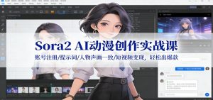 Sora2 AI动漫创作实战课：账号注册/提示词/人物声画一致/短视频变现，轻松出爆款-庄子聊项目
