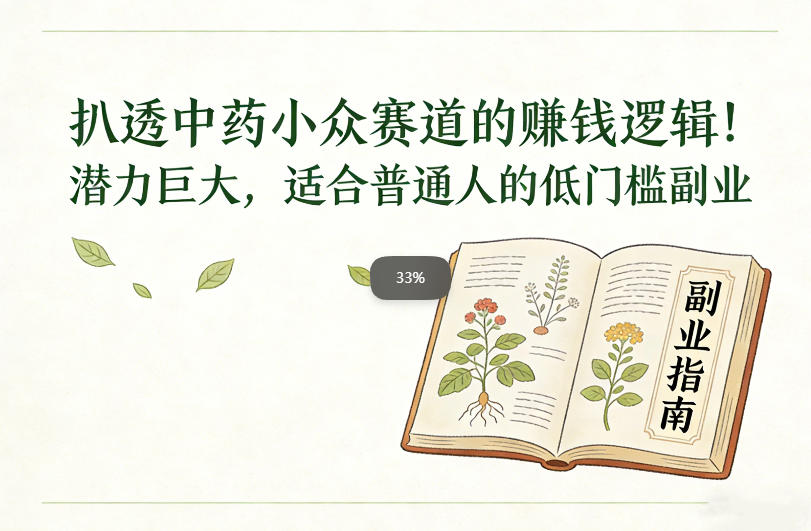 扒透中药小众赛道的賺米逻辑，潜力巨大，适合普通人的低门槛副业-庄子聊项目