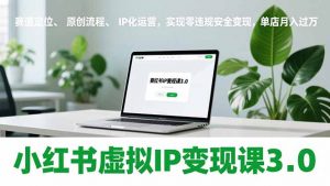 小红书虚拟IP变现课3.0，赛道定位、原创流程、IP化运营，实现零违规安全变现，单店月入过万-庄子聊项目