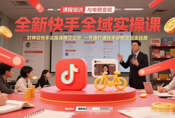 全新快手全域实操课，封神级快手实操课横空出世，一节课打通快手好物变现全链路-庄子聊项目