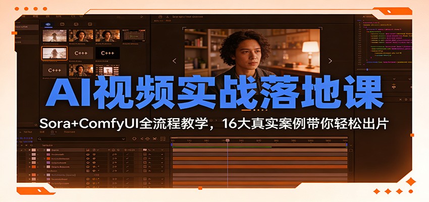 AI视频实战落地课：Sora+ComfyUI全流程教学，16大真实案例带你轻松出片-庄子聊项目