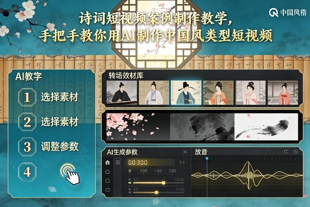 古诗词短视频案例制作教学，手把手教你用AI制作中国风类型短视频-庄子聊项目