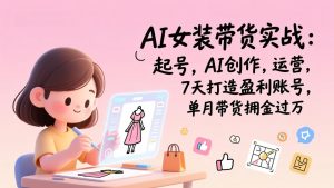 AI女装带货实战：起号，AI创作，运营，7天打造盈利账号，单月带货佣金过万-庄子聊项目