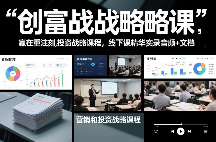 创富战略课，赢在重注时刻，营销和投资战略课程，线下课精华实录音频+文档-庄子聊项目