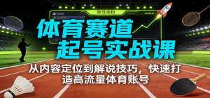 体育赛道起号实战课：从内容定位到解说技巧，快速打造高流量体育账号-庄子聊项目