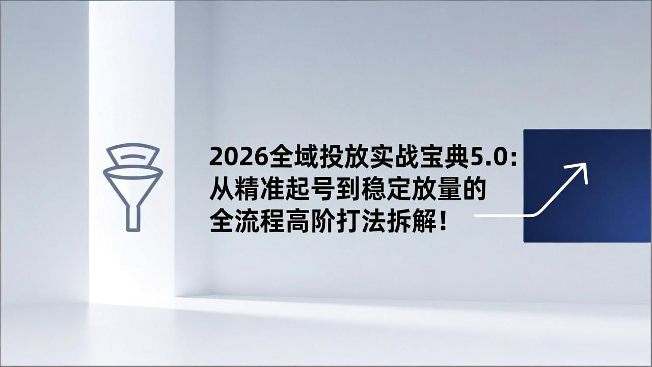 2026全域投放实战宝典5.0：从精准起号到稳定放量的全流程高阶打法拆解！-庄子聊项目