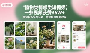 植物类情感类短视频，一条视频获赞36W+，橱窗带货轻松玩转，附保姆级拆解教程-庄子聊项目