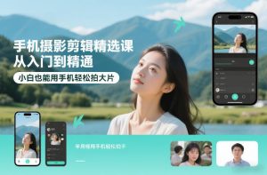 手机摄影剪辑精选课，从入门到精通，小白也能用手机轻松拍大片-庄子聊项目