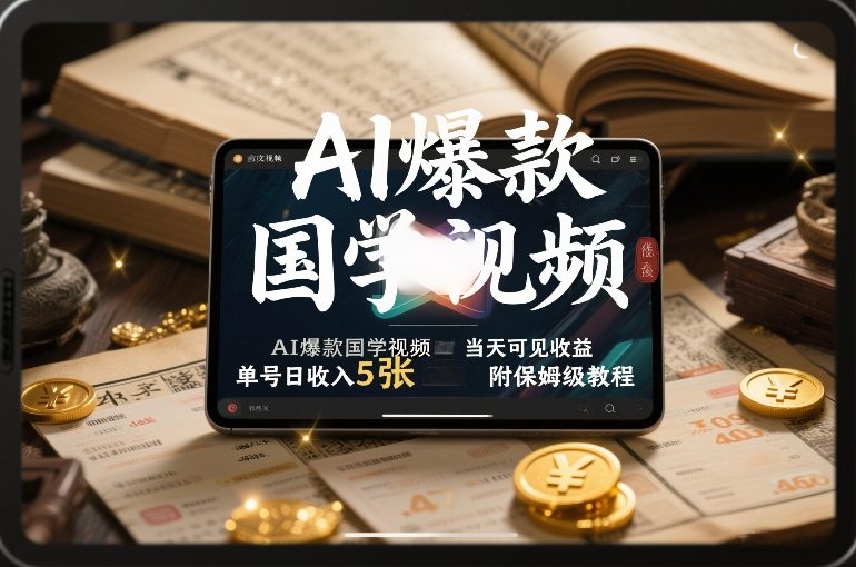AI爆款国学视频，独家起号方法，小白直接上手，当天可见收益，单号日收入5张+附保姆级教程-庄子聊项目