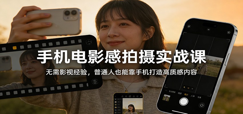 手机电影感拍摄实战课:无需影视经验,普通人也能靠手机打造高质感内容-庄子聊项目
