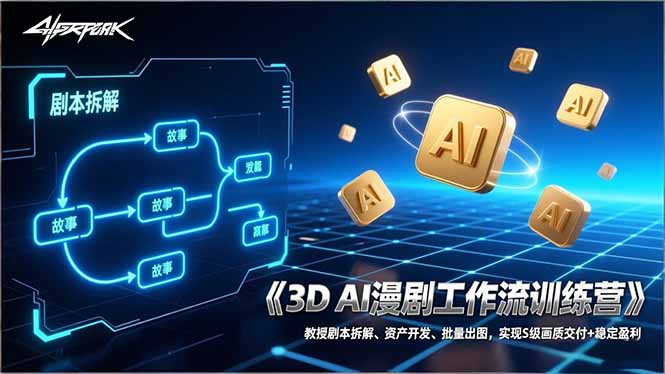 3D AI漫剧工作流训练营：教授剧本拆解、资产开发、批量出图，实现S级画质交付+稳定盈利-庄子聊项目