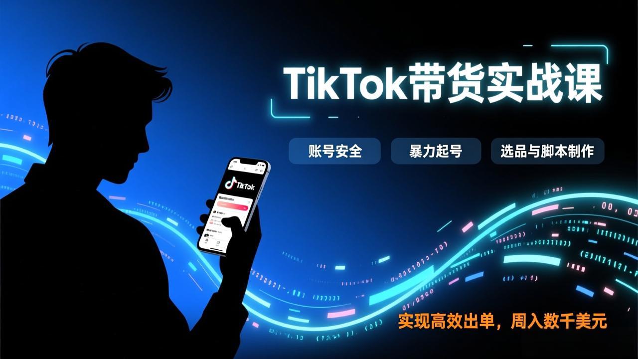 TikTok带货实战课，涵盖账号安全、暴力起号、选品与脚本制作，实现高效出单，周入数千美元-庄子聊项目