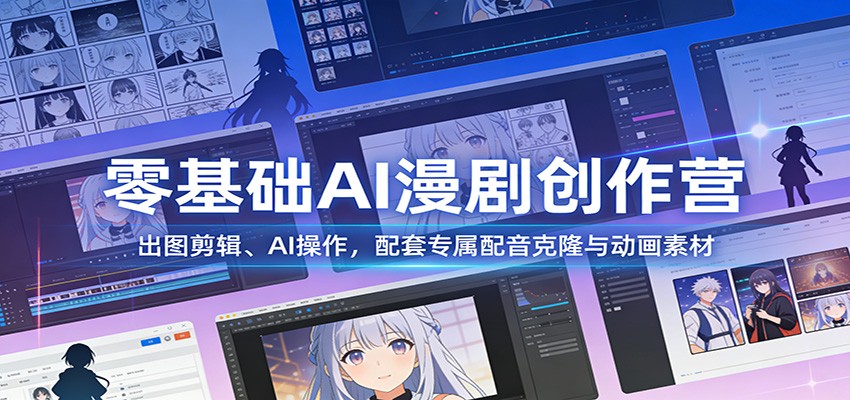 零基础AI漫剧创作营：出图剪辑、AI操作，配套专属配音克隆与动画素材-庄子聊项目