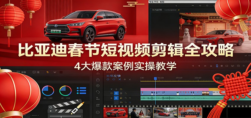 比亚迪春节短视频剪辑全攻略，4大爆款案例实操教学-庄子聊项目