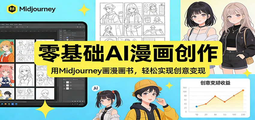 零基础AI漫画创作：用Midjourney画漫画书，轻松实现创意变现-庄子聊项目