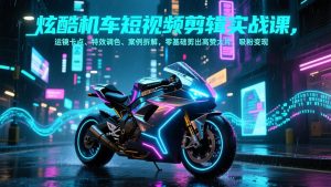 炫酷机车短视频剪辑实战课，运镜卡点、特效调色、案例拆解，零基础剪出高赞大片，吸粉变现-庄子聊项目