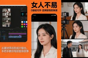 0基础可学!《女人不易》竖屏剧情剪辑课,从素材筛选到成片输出,手把手教你驾驭复杂故事-庄子聊项目