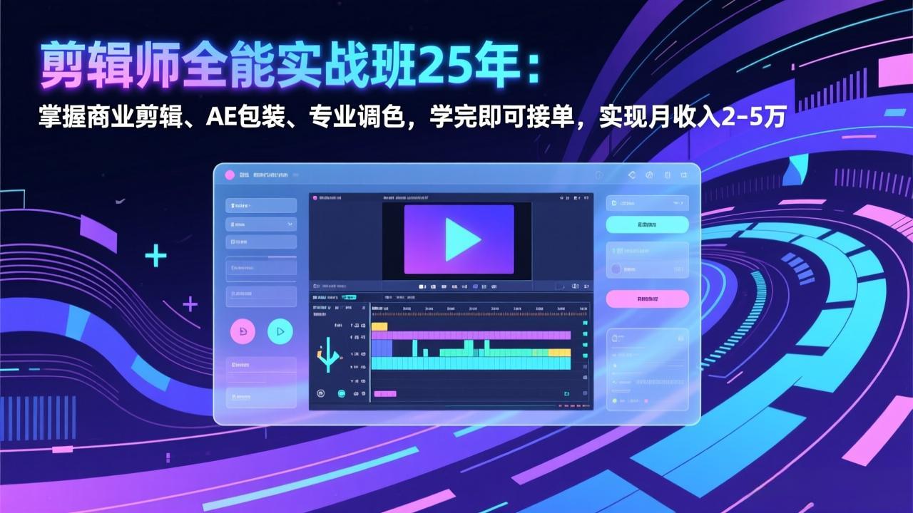 剪辑师全能实战班25年：掌握商业剪辑、AE包装、专业调色，学完即可接单，实现月收入2-5万-庄子聊项目