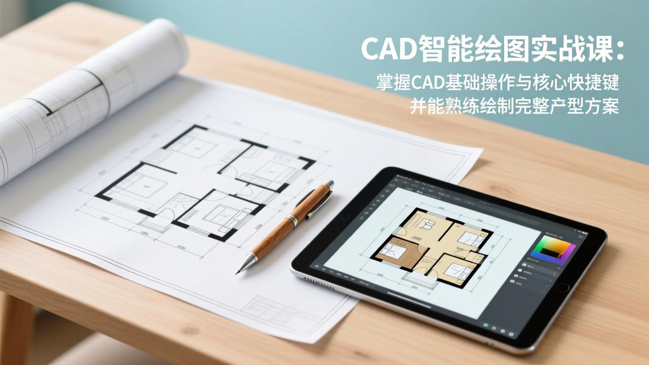 CAD智能绘图实战课：掌握CAD基础操作与核心快捷键，并能熟练绘制完整户型方案-庄子聊项目