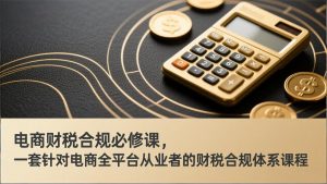 电商财税合规必修课，是一套针对电商全平台从业者的财税合规体系课程-庄子聊项目