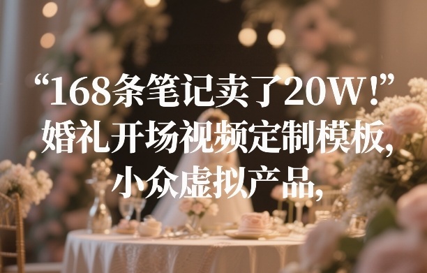168条笔记卖了20W！婚礼开场视频定制模板，小众虚拟产品-庄子聊项目