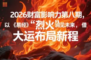 2026财富影响力第八期，以《易经》智慧洞见未来，借“离火”大运布局新程-庄子聊项目