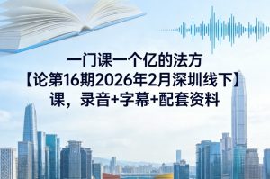 一门课一个亿的法方‬论第16期2026年2月深圳线下课，录音+字幕+配套资料-庄子聊项目
