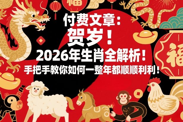 付费文章：贺岁！2026年生肖全解析！手把手教你如何一整年都顺顺利利！-庄子聊项目