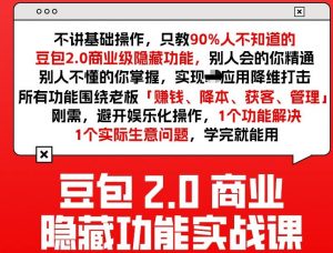 豆包2.0商业隐藏功能实战课2026，1个功能解决1个实际生意问题，学完就能用-庄子聊项目