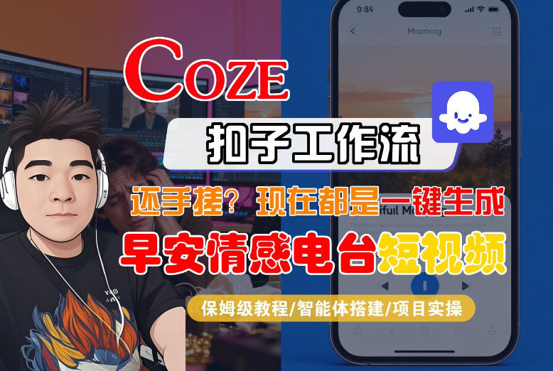 【Coze工作流搭建实操教程】【coze】早安情感电台日签视频还在手动做？用扣子工作流自动生成，省时90%-庄子聊项目