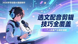 2026字字动画AI漫剧制作-1期，选文配音剪辑技巧全覆盖，一个人就能批量产出爆款漫剧-庄子聊项目